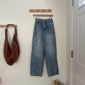 Brandy Melville / Classic Blue denim wide leg girls Jeans w/ adjustable waist